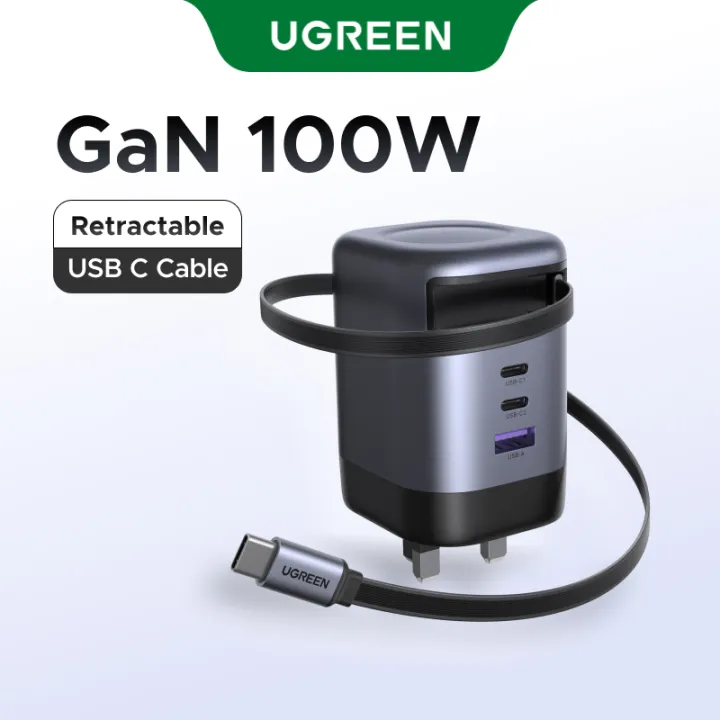 【Nexode】UGREEN 100W GaN Retractable Charger Super Fast Charging 2.0 for Samsung S26 Ultra S25 Ultra Samsung S26 Ultra S25 Ultra iPhone 16 15 Pro Max Samsung
