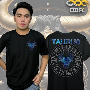 ODA Taurus April 20 - May 20 Zodiac Sign T-Shirt - Cotton with Durable Rubberized Print for Men and Women  Crewneck Round Neck Menswear Top Fashion Polyester Stylish