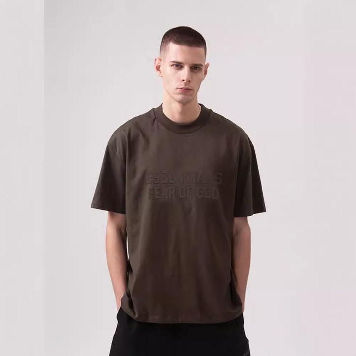 Authentic%20imported%20New%20style%20Double%20Thread%20ESSENTIALS%20Flocking%20Short%20Sleeve%20T-shirt%20Pure%20Cotton%20Loose%20Men's%20And%20Women's%20Fear%20Of%20God%20Couple%20Bottoming%20Shirt%20Trend%20Versatile%20-%20Image%202