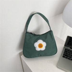 QNQN สร้างสรรค์ส่วนบุคคล Tote กระเป๋าผู้หญิงการ์ตูนเย็บปักถักร้อยกระเป๋าถือแฟชั่นสีทึบช้อปปิ้งใต้วงแขนกระเป๋าถือกระเป๋าความจุขนาดใหญ่ซิปออกแบบกระเป๋าโทรศัพท์