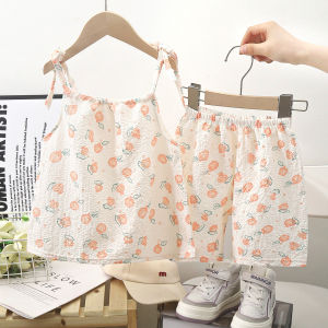 Setelan Singlet Tanktop Anak Perempuan Model Tali Motif Bunga Umur 1 - 5 tahun