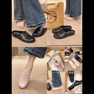 [Free Shipping] Womens indoor slippers with round toe non-slip and waterproof for rainy days suitable for all seasons flat half-slippers for women summer