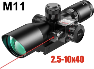 【Shipping From Philippines/COD】100% Original Tactical 2.5-10x40 Red Laser Scope Sight Mil-dot 2.5-10x40E Tactical Red Green Illuminated Combo Green Lens for 20mm Mount with Free Battery