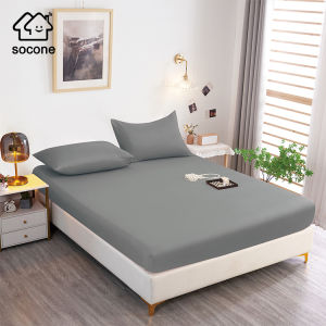 [Full-coverage anti-slip]Socone Minimalist 3-Piece Fitted Sheet Set  Korean Style Non-Slip Deep Pocket Bedding  Solid Color Soft Bed Sheet Set 5-star hotel quality