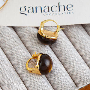 Fashionable Ring Gift 超好看独特漂亮耳环棕色珐琅耳钉耳扣 新款爆款高级感秋冬耳饰
