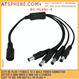 CCTV DC Plug 1 Female to 4 Male Power Connector Outer 2.5mm Inner 2.1mm for 4 Camera Easy to use and Install DC-PLUG1-4