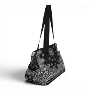 Pupkits Bandana Print Pet Carrier | Soft Cotton Blend Dog & Cat Carrier with Safety Hook | Stylish Travel Bag