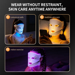 LED Light Therapy Face Mask Dual Red and Blue Light Skin Rejuvenation Device for Acne Treatment and Brightening Home Skincare