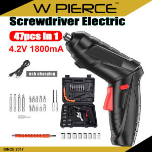 HLS37 47PCS Electric Screwdriver Set 4.2V 1800mA Foldable Li-ion Cordless Screwdriver Tool Kit Multifunctional LED