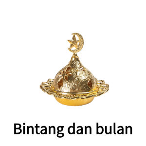 Bisa COD Tempat Bakar Dupa mabkharah Bulat Bahan Logam Warna Emas Arab Bulan Brass Sandalwood