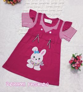 Dress anak perempuan usia 1 - 8 tahun bordir kelinci lucu / Pakaian anak perempuan bordir rabbit usia 1 2 3 4 5 6 7 8 tahun