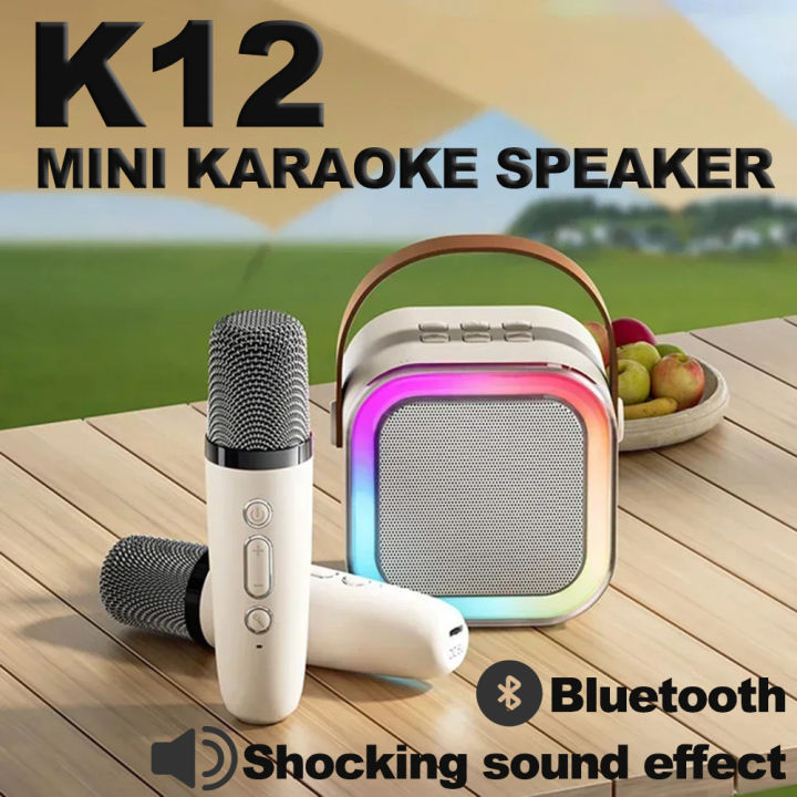 K12 Mini Karaoke Wireless Bluetooth Speakers with Dual Microphone ...