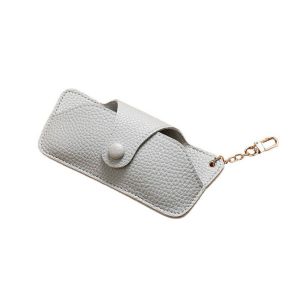 TROVA Portable Korean Elegant Eyeglasses Container With Keychain Waterproof Girls Glasses Holder For Men For Women Hanging Sunglasses Bag Leather Glasses Case Eyeglasses Protective Box Eyewear Holder
