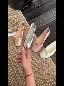 G7 Super Soft Lambskin Single Shoes Round Toe Shallow Mouth Bowknot Ballet Shoes Silk Single Shoes for Women 7/7