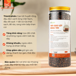 Trà gạo lứt rang tay Gấc Garden giúp giảm cân thải độc hũ 900g