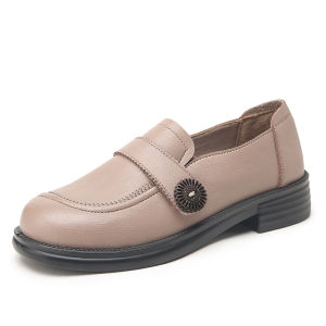 Leather Soft-soled Mom Shoes Single Shoes Womens Shoes Comfortable Flat Soles Middle-aged and Elderly Leather Shoes Work Shoes Non-slip
