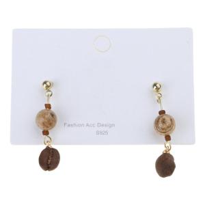 Cà Phê Đậu Lấy Cảm hứng từ Bông Tai Mới Trung Quốc phong cách dân tộc Bông tai đính cườm Nhẹ Hợp Kim Earwear Thời Trang