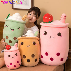 New Arrival Cartoon Fruit Bubble Tea Cup Plush Toys Real Life Boba Food With Suction Pillow Stuffed Soft Hug Cushion Decor