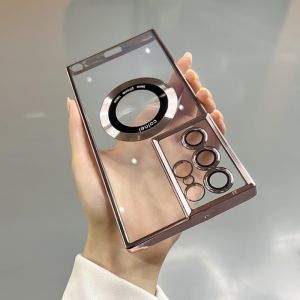 Trong suốt sang trọng không dây bằng Silicone sạc trường hợp đối với Samsung Galaxy S23 S22 S24 Ultra Plus trường hợp vỏ lưng chống sốc