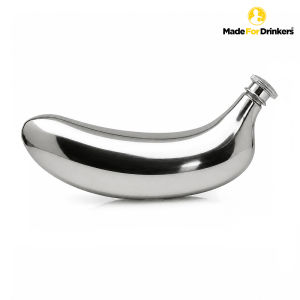 [Made For Drinkers] 5oz/148ml Stainless Steel Banana Hip Flask – Novelty Portable Whisky Liquor Bottle Gift