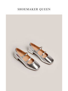 Fans 2024 ShangShi French r ballet shoes thick with silver Mary Jane single shoes female medium with