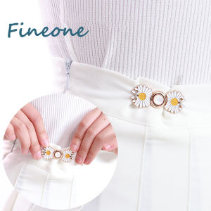 1 Bộ Nút Điều Chỉnh Eo Chốt Khóa Thắt Lưng Kim Loại Hoa Cúc Màu Bạc