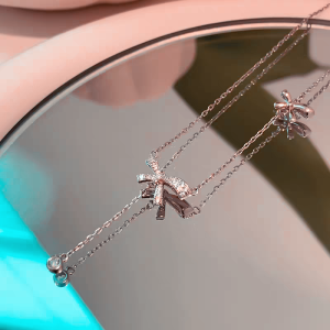 Kalung Titanium Wanita Pita Juntai Terbaru Kalung Titanium Anti Karat Tidak Luntur