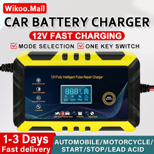 Car Battery Charger Fully Automatic Car Battery Charger 12V 24V Smart Repair Fast Charging Digital LCD Display Motorcycle Lead Acid Battery Portable Power Charger