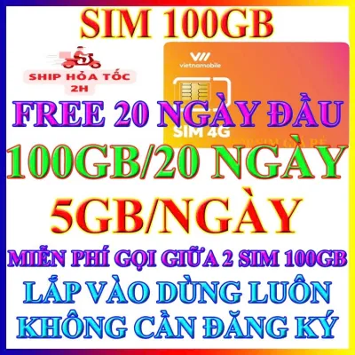( QUÁ RẺ ) Sim Du Lịch Vietnamobile 4G MIễn Phí 100GB Data Tốc Độ Cao Sử Dụng Trọn Gói 20 Ngày Không Cần nạp Tiền . FREESHIP - CHƯA KÍCH HOẠT.