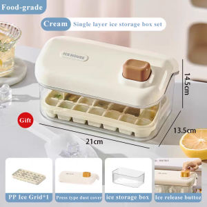 JJ.SG Ice Grid Double-Layer Large Capacity Ice Cube Mold Pressed Ice storage box Baby food  ice box with lid
