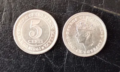 Malaya Straits Settlements 1941 King George KG VI 5 cents UNC