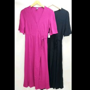 Gaun OND006 ODN Flutter Sleeve Wrap Dress Branded