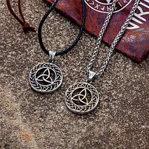 [Pixor]Vintage Viking Celtic Knot สร้อยคอผู้ชายสีทองเหล็กโบราณ Norse Valknut Runes Trinity จี้ Amulet เครื่องประดับสแกนดิเนเวีย