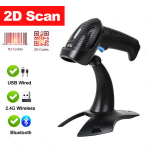 Bluetooth Barcode Scanner qr Code Wireless 2d barcode Reader Handheld Barcode Scanner Wireless Bar code Scanner with Stand