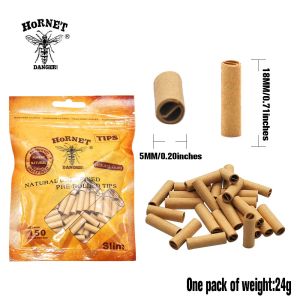 HORNET DANGER 150 x Natural Gum 5MM Slim Rolling Paper Pre Rolled Natural Tips Unrefined Rolling Paper