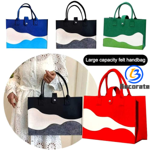 BECORATE Womens Handbag Felt Storage Bag Grocery Basket With Secure Locking Closure And Fixed Shoulder Strap