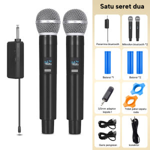 Mikrofon Mikrofon Karaoke Nirkabel Profesional Set Mikrofon Ganda Gratis SM-58 UHF