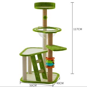 HATELI Multi Level Cat Tree for Indoor Cats Modern Cat Tower with Beds & Scratching Posts Cute Cat Climbing Frame for Large Cats and Kitten Climbing Tower with Cooling Mat