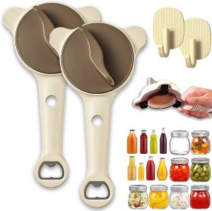 4-in-1 Adjustable Jar Opener for Weak Hands Stainless Steel Jar Lid Opener for Seniors 1-3.5 Bottle Cap Opener with Non-Slip Grip -Effortless Lid Opener for Tight Lids Bottles & Cans (1PC)
