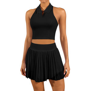 CHARMO Tennis Dress for Women with Shorts and Pockets Racerback Golf Workout Outfits