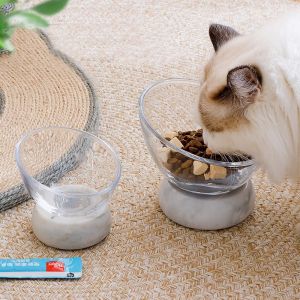 OUTOPEN Non-slip Cat Bowl Slanted Mouth Detachable Pet Drinking Feeder Pet Supplies Prevent Tipping Dog Food Feeding Basin Neck Protection