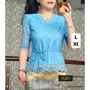 Atasan sity Kebaya Brokat Wanita Tangan Lurus Leher Renda By Miss Zora