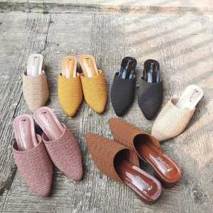 Sandal Wanita Rajut Import Hak Bulat 5 cm PREESET ISTIMEWA
