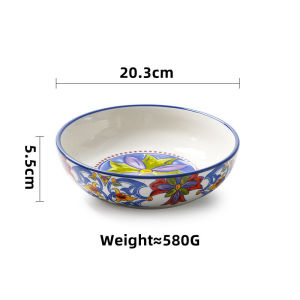 OMK Blue Morro series Ceramic 8 inch deep plate Salad bowl