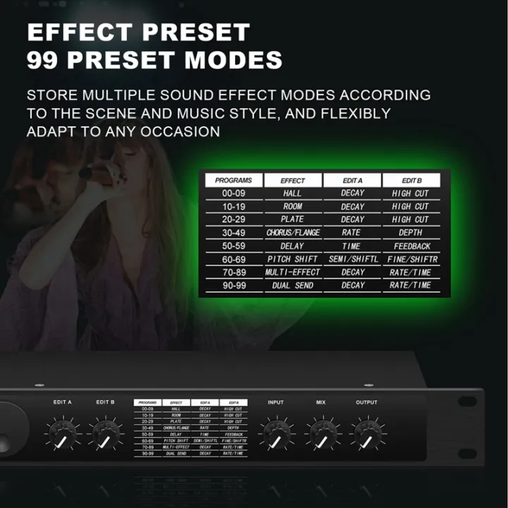 Digital Reverberation X2Professional Digital Reverberation Multi Effect Processor Audio ...