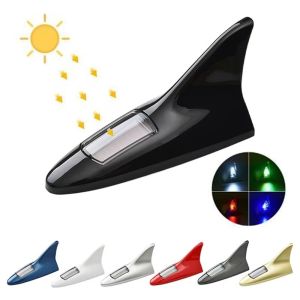 MIRELINA Solar Energy Charging Car Shark Fin Antenna Strobe Flash Mode 8 Light Effects LED Warning Light Cute Energy Saving Solar Car Antenna Car Exterior Modification