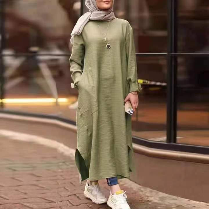 green emerald velvet dress Abaya Muslim Fashion Islamic Clothing Women Maxi Dresses main image 0