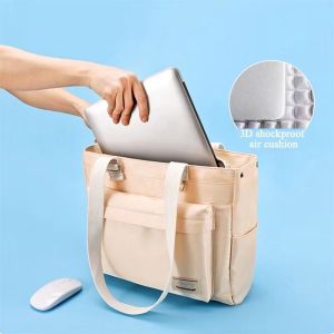 MINGKE Expandable Laptop Bag 13 14 15.6 Inch Handbag for Women Elegant Preppy Shockproof Lightweight Fashion Student