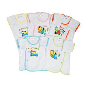 Bộ 5 áo sơ sinh dài tay màu trắng cúc lệch cho bé từ 0 - 12 tháng