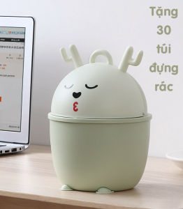 Thùng rác nhỏ cute để bàn trang điểm nắp lật tặng 30 túi đựng rác. Thùng rác mini để bàn làm việc